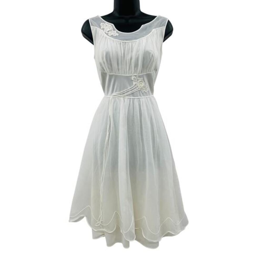 vintage sheer white chiffon lingerie‎ nightgown